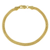 18k Yellow Gold Plated Sterling Silver Mesh Chain Bracelet, 7 18k Yellow Gold Plated Sterling Silver Mesh Chain Bracelet, 7