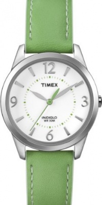 Timex Women's T2N862 Weekender Green Leather Strap Watch Timex Women's T2N862 Weekender Green Leather Strap Watch