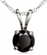 14k White Gold Black Diamond Solitaire Pendant (1/2 cttw) 14k White Gold Black Diamond Solitaire Pendant (1/2 cttw)