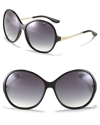 Be simply chic with these black thin-framed sunglasses from Jimmy Choo. Be simply chic with these black thin-framed sunglasses from Jimmy Choo.