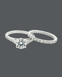 With plenty of sparkle, this ring set is fit for a star! B. Brilliant designs feature a wedding band with a seamless row of round-cut cubic zirconias and an engagement ring with a round-cut cubic zirconia center stone and shoulder accents (1-3/4 ct. t.w.). Set in sterling silver. Sizes 6 and 7. With plenty of sparkle, this ring set is fit for a star! B. Brilliant designs feature a wedding band with a seamless row of round-cut cubic zirconias and an engagement ring with a round-cut cubic zirconia center stone and shoulder accents (1-3/4 ct. t.w.). Set in sterling silver. Sizes 6 and 7.