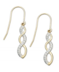 Eternally stylish. Victoria Townsend's sparkling infinity-shaped earrings are a must for your collection. Crafted in 18k gold over sterling silver with sparkling diamond accents. Approximate drop length: 1-1/2 inches. Approximate drop width: 1/4 inch. Eternally stylish. Victoria Townsend's sparkling infinity-shaped earrings are a must for your collection. Crafted in 18k gold over sterling silver with sparkling diamond accents. Approximate drop length: 1-1/2 inches. Approximate drop width: 1/4 inch.