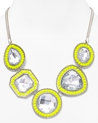 Electric shades are a bright way to accent every look, and this crystal necklace from Aqua is wholly head-turning. We love the piece's chunky look - rock it against a neutral palette for a color-pop contrast. Electric shades are a bright way to accent every look, and this crystal necklace from Aqua is wholly head-turning. We love the piece's chunky look - rock it against a neutral palette for a color-pop contrast.