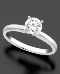 Savor the moment. This beautiful engagement ring features a near colorless round-cut diamond (3/4 ct. t.w.) set in 14k white gold. Savor the moment. This beautiful engagement ring features a near colorless round-cut diamond (3/4 ct. t.w.) set in 14k white gold.