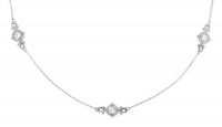 Sterling Silver 925 High Shine Finish Delicate Link Chain With Fancy Filigree Clear Round Brilliant Cut Sparkling CZ Connector Links CZ By The Yard 32 Link Necklace