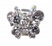 Hair Clip - H2- Crystal Butterfly Flower - Sm Size (7/8 x 11/16) ~ Hematite (Gunmetal Gray / Grey) Hair Clip - H2- Crystal Butterfly Flower - Sm Size (7/8 x 11/16) ~ Hematite (Gunmetal Gray / Grey)