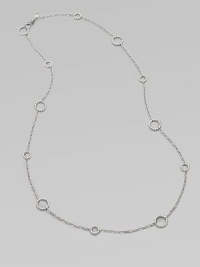 A long design punctuated with multiple sized circle links. Sterling silver Length, about 36 Lobster clasp closure Imported A long design punctuated with multiple sized circle links. Sterling silver Length, about 36 Lobster clasp closure Imported