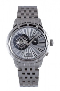RSW Men's 9140.BS.S0.5.D0 Consort Oval Silver Dial Steel Diamond Dual Time Date Watch RSW Men's 9140.BS.S0.5.D0 Consort Oval Silver Dial Steel Diamond Dual Time Date Watch