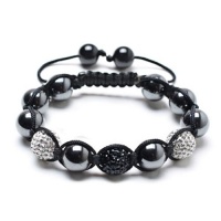 Bling Jewelry Bracelet Inspired by Shamballa Jewels Hematite Beads Black White 12mm Bling Jewelry Bracelet Inspired by Shamballa Jewels Hematite Beads Black White 12mm