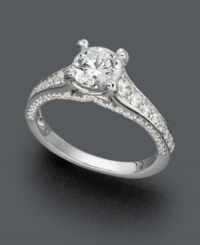 Luxury at its finest. This symbolic X3 engagement ring features certified, round-cut diamonds (1-1/2 ct. t.w.) that sparkle from every angle. Set in 18k white gold. Luxury at its finest. This symbolic X3 engagement ring features certified, round-cut diamonds (1-1/2 ct. t.w.) that sparkle from every angle. Set in 18k white gold.