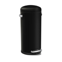 simplehuman Round Retro Step Trash Can, Black Steel, 30-Liter / 8-Gallon simplehuman Round Retro Step Trash Can, Black Steel, 30-Liter / 8-Gallon
