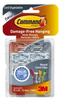 Command Round Cord Clips, Clear, 10-Clip Command Round Cord Clips, Clear, 10-Clip