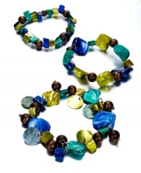 Shell perfection. Vivid lime and blue-hued shells adorn Style&co.'s beachy three-piece bracelet set. Bracelets stretch to fit wrist. Approximate length: 7 inches. Approximate diameter: 2-1/4 inches. Shell perfection. Vivid lime and blue-hued shells adorn Style&co.'s beachy three-piece bracelet set. Bracelets stretch to fit wrist. Approximate length: 7 inches. Approximate diameter: 2-1/4 inches.
