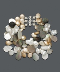 Wear a reminder of those lazy summer days. Bracelet crafted from three strands of multicolor cultured freshwater pearl (5-5-1/2 mm) and mother-of-pearl. Approximate length: 8-1/2 inches. Wear a reminder of those lazy summer days. Bracelet crafted from three strands of multicolor cultured freshwater pearl (5-5-1/2 mm) and mother-of-pearl. Approximate length: 8-1/2 inches.
