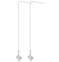 Sterling Silver Crystal Threader String Ear Wire Earrings Made with Swarovski Elements Sterling Silver Crystal Threader String Ear Wire Earrings Made with Swarovski Elements