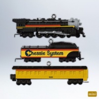 Hallmark Keepsake 2012 Chessie Steam Special - Set of 3 Miniature Lionel Train Ornaments - #QXM9011 Hallmark Keepsake 2012 Chessie Steam Special - Set of 3 Miniature Lionel Train Ornaments - #QXM9011