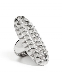 GUESS Silver-Tone Pyramid-Stud Shield Ring, SILVER GUESS Silver-Tone Pyramid-Stud Shield Ring, SILVER