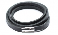 Black Triple Wrap Leather Bracelet, 6 Millimeters in Width, 23 Inches in Length Black Triple Wrap Leather Bracelet, 6 Millimeters in Width, 23 Inches in Length