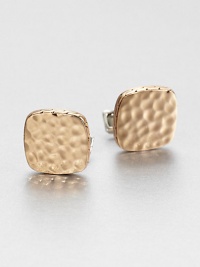 From the Palu Collection. Hammered by hand, the undulating surface of this striking square design is meant to evoke the mottled surface of the moon.Sterling silver and bronzeSwivel backMade in Bali From the Palu Collection. Hammered by hand, the undulating surface of this striking square design is meant to evoke the mottled surface of the moon.Sterling silver and bronzeSwivel backMade in Bali
