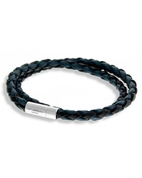 A handsome accessory from Tateossian combines a double wreath of woven leather with a robust sterling silver clasp for classic, masculine appeal. A handsome accessory from Tateossian combines a double wreath of woven leather with a robust sterling silver clasp for classic, masculine appeal.