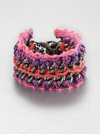 Inspired by cultures and travels around the world, this yarn and thread accented link chain design will be a bright addition to any look. Antique-finished silvertone brassPolyester threadCotton yarnLength, about 6Lobster clasp closureMade in USA Inspired by cultures and travels around the world, this yarn and thread accented link chain design will be a bright addition to any look. Antique-finished silvertone brassPolyester threadCotton yarnLength, about 6Lobster clasp closureMade in USA