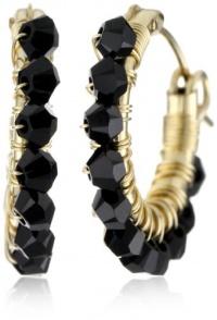 Viv&Ingrid Wrap 14k Gold Fill .75 Jet Swarovski Hoop Earrings