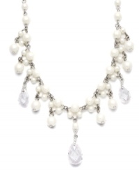 Lovely and ladylike. Carolee's stunning adjustable choker necklace conveys effortless elegance. Crafted in silver tone mixed metal, it's embellished with imitation pearls and glittering glass accents. Approximate length: 12-1/2 inches + 3-inch extender. Lovely and ladylike. Carolee's stunning adjustable choker necklace conveys effortless elegance. Crafted in silver tone mixed metal, it's embellished with imitation pearls and glittering glass accents. Approximate length: 12-1/2 inches + 3-inch extender.