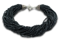 Italian Styled Black Glass Seed 39 Strand Necklace with Balinese Toggle Clasp Italian Styled Black Glass Seed 39 Strand Necklace with Balinese Toggle Clasp