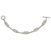 Graceful Elegance: Designer Inspired Sterling Silver Rhodium Finish Cable Style Two-Tone Toggle Bar Cubic Zirconia Bracelet Graceful Elegance: Designer Inspired Sterling Silver Rhodium Finish Cable Style Two-Tone Toggle Bar Cubic Zirconia Bracelet
