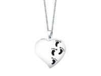 Sterling Silver Footprints It Was Then That I Carried You Reversible Puffed Heart Pendant Necklace, 18 Sterling Silver Footprints It Was Then That I Carried You Reversible Puffed Heart Pendant Necklace, 18