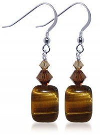 SCER129 Sterling Silver Crystal and Tiger Eyes Earrings Made with Swarovski Elements SCER129 Sterling Silver Crystal and Tiger Eyes Earrings Made with Swarovski Elements