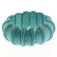 7.5 Stunning Turquoise Howlite Beads Stretchy Bangle Bracelet 30mm