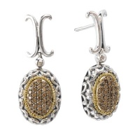 925 Silver & Brown Diamond Oval Dangle Earrings with 18k Gold Accents (0.40ctw) 925 Silver & Brown Diamond Oval Dangle Earrings with 18k Gold Accents (0.40ctw)