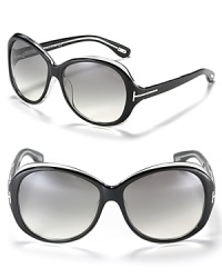 Tom Ford's oversized shades add a note of cool to your summer look. With T temple design and nose tabs to help secure fit. Tom Ford's oversized shades add a note of cool to your summer look. With T temple design and nose tabs to help secure fit.