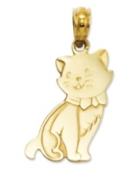 Here, kitty! This playfully adorable cat charm is sure to feel right at home upon any chain necklace or bracelet. Carved in 14k gold with a lustrous finish. Chain not included. Approximate drop length: 4/5 inch. Approximate drop width: 2/5 inch. Here, kitty! This playfully adorable cat charm is sure to feel right at home upon any chain necklace or bracelet. Carved in 14k gold with a lustrous finish. Chain not included. Approximate drop length: 4/5 inch. Approximate drop width: 2/5 inch.