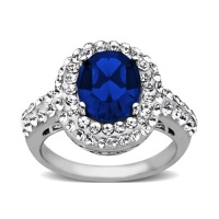 Carnevale Sterling Silver Blue Lady Di Ring with Swarovski Elements, Size 7 Carnevale Sterling Silver Blue Lady Di Ring with Swarovski Elements, Size 7