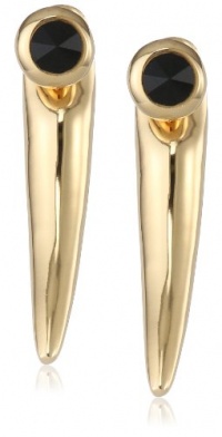 Viento Pointed Jet Swarovski Tusk Gold Finish Stud Earrings Viento Pointed Jet Swarovski Tusk Gold Finish Stud Earrings
