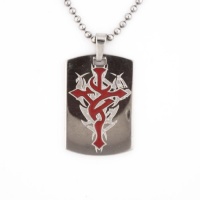 Stainless Steel Men's Polished Red Enamel Tribal Cross Dog Tag Necklace on 22 Inch Ball Chain Stainless Steel Men's Polished Red Enamel Tribal Cross Dog Tag Necklace on 22 Inch Ball Chain