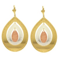 2.5 Water Drop Shape Dangle Triple Loops Gold Plated Leverback Dangle Earrings 2.5 Water Drop Shape Dangle Triple Loops Gold Plated Leverback Dangle Earrings