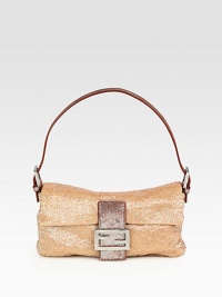 A sparkling style encrusted in baguette beads with luxurious leather trim and signature hardware.Adjustable shoulder strap, 5-8 dropSnap button flap closureOne inside zip pocketOne inside open pocketOne mirrorSatin lining9½W X 5½H X 2DMade in Italy A sparkling style encrusted in baguette beads with luxurious leather trim and signature hardware.Adjustable shoulder strap, 5-8 dropSnap button flap closureOne inside zip pocketOne inside open pocketOne mirrorSatin lining9½W X 5½H X 2DMade in Italy