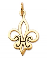 Fabulously french! This adorable Fleur-de-Lis charm features a crafty cut-out design in 14k gold. Chain not included. Approximate length: 9/10 inch. Approximate width: 1/2 inch. Fabulously french! This adorable Fleur-de-Lis charm features a crafty cut-out design in 14k gold. Chain not included. Approximate length: 9/10 inch. Approximate width: 1/2 inch.