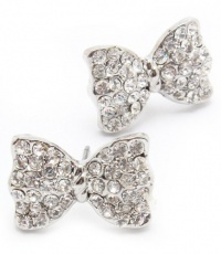 Adorable Pretty Princess Bow Stud Earrings with Sparkling Clear Austrian Crystals