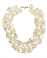 Flauntable floral. This pretty collar necklace features detailed flower petals made from cultured freshwater Mother of Pearl shells. Set in sterling silver. Approximate length: 18 inches. Flauntable floral. This pretty collar necklace features detailed flower petals made from cultured freshwater Mother of Pearl shells. Set in sterling silver. Approximate length: 18 inches.