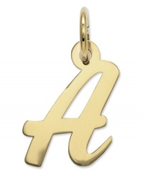 The perfect gift for Abigail. This polished A initial charm features a pretty, small script design in 14k gold. Chain not included. Approximate length: 7/10 inch. Approximate width: 3/10 inch. The perfect gift for Abigail. This polished A initial charm features a pretty, small script design in 14k gold. Chain not included. Approximate length: 7/10 inch. Approximate width: 3/10 inch.