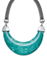 Go tribal. This antique silver-plated Bar III necklace features a turquoise resin stone for a bold pop of color. Approximate drop: 17-1/4 inches + 3-1/2 inch extender. Approximate resin length: 5-3/4 inches. Approximate width: 2 inches. Go tribal. This antique silver-plated Bar III necklace features a turquoise resin stone for a bold pop of color. Approximate drop: 17-1/4 inches + 3-1/2 inch extender. Approximate resin length: 5-3/4 inches. Approximate width: 2 inches.