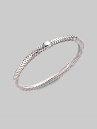 From the Primavera Collection. A basketwoven design in 18K white gold with a single bead accent.18K white gold Diameter, about 65mm, (2.56) Made in Italy From the Primavera Collection. A basketwoven design in 18K white gold with a single bead accent.18K white gold Diameter, about 65mm, (2.56) Made in Italy