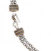 925 Silver Double-Strand Popcorn Bracelet with 14k Gold Accents- 7.5 IN 925 Silver Double-Strand Popcorn Bracelet with 14k Gold Accents- 7.5 IN