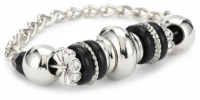 Nine West Silver-Tone Plated Jet and Crystal Stretch Bracelet Nine West Silver-Tone Plated Jet and Crystal Stretch Bracelet