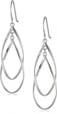 Sterling Silver Double Elongated Oval Twist French Wire Earrings Sterling Silver Double Elongated Oval Twist French Wire Earrings