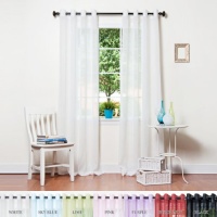 White Crushed Voile Sheer Grommet Top Curtain 95L Pair - SL White Crushed Voile Sheer Grommet Top Curtain 95L Pair - SL
